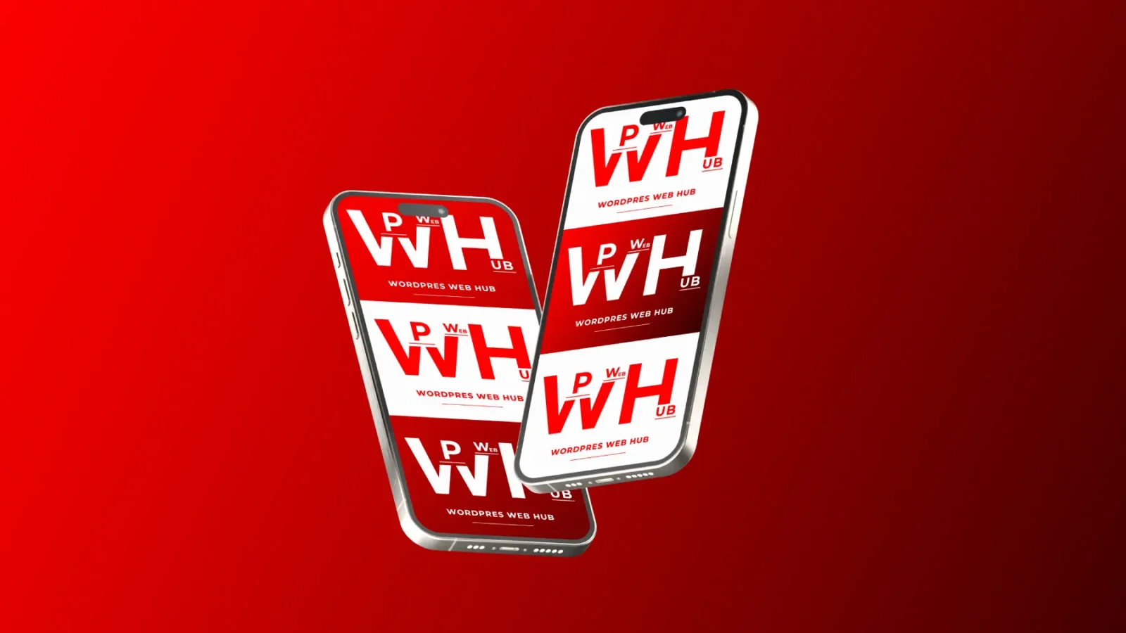 Mobile screens mockup with WPWHub logo design in red branding