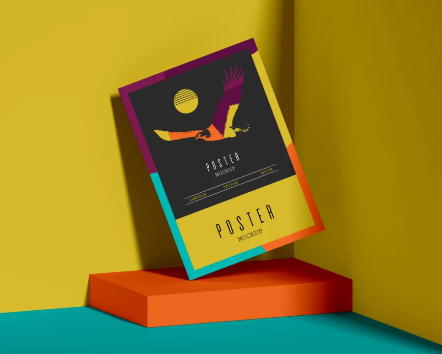 Colorful A3 Paper Poster Mockup