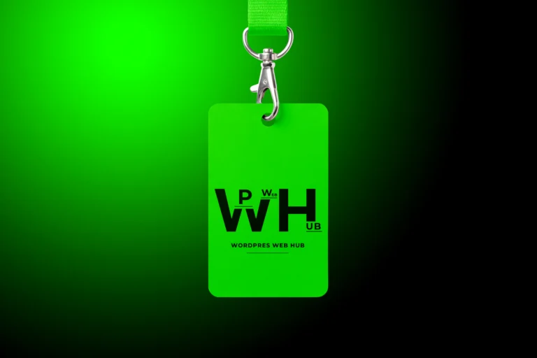 Green hanging ID badge with a matching lanyard and silver metal clip on a green and black background