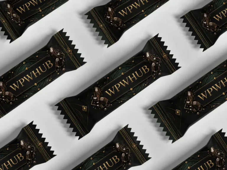 Luxury black and gold chocolate bar wrapper mockups