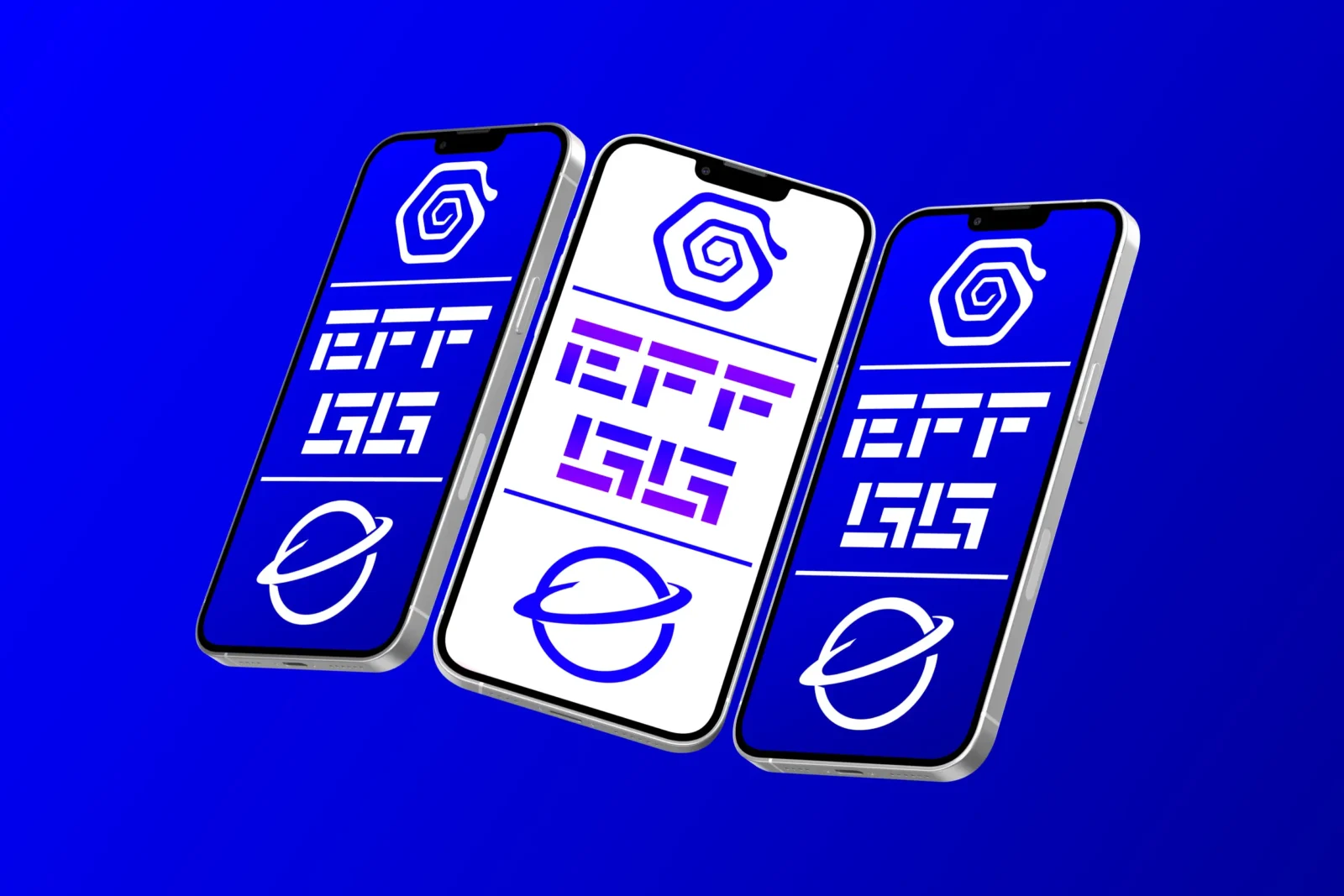 Blue Three Smartphone Screen Mockup