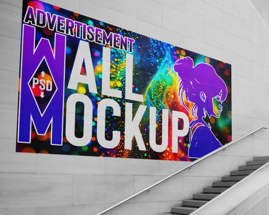 Free Indoor Advertising Wall Mockup