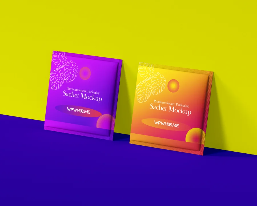 Free Square Sachet Packaging Mockup