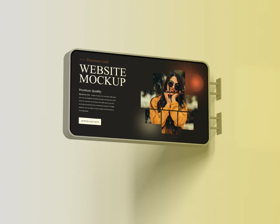 Free Rounded Corner Wall Signage Mockup